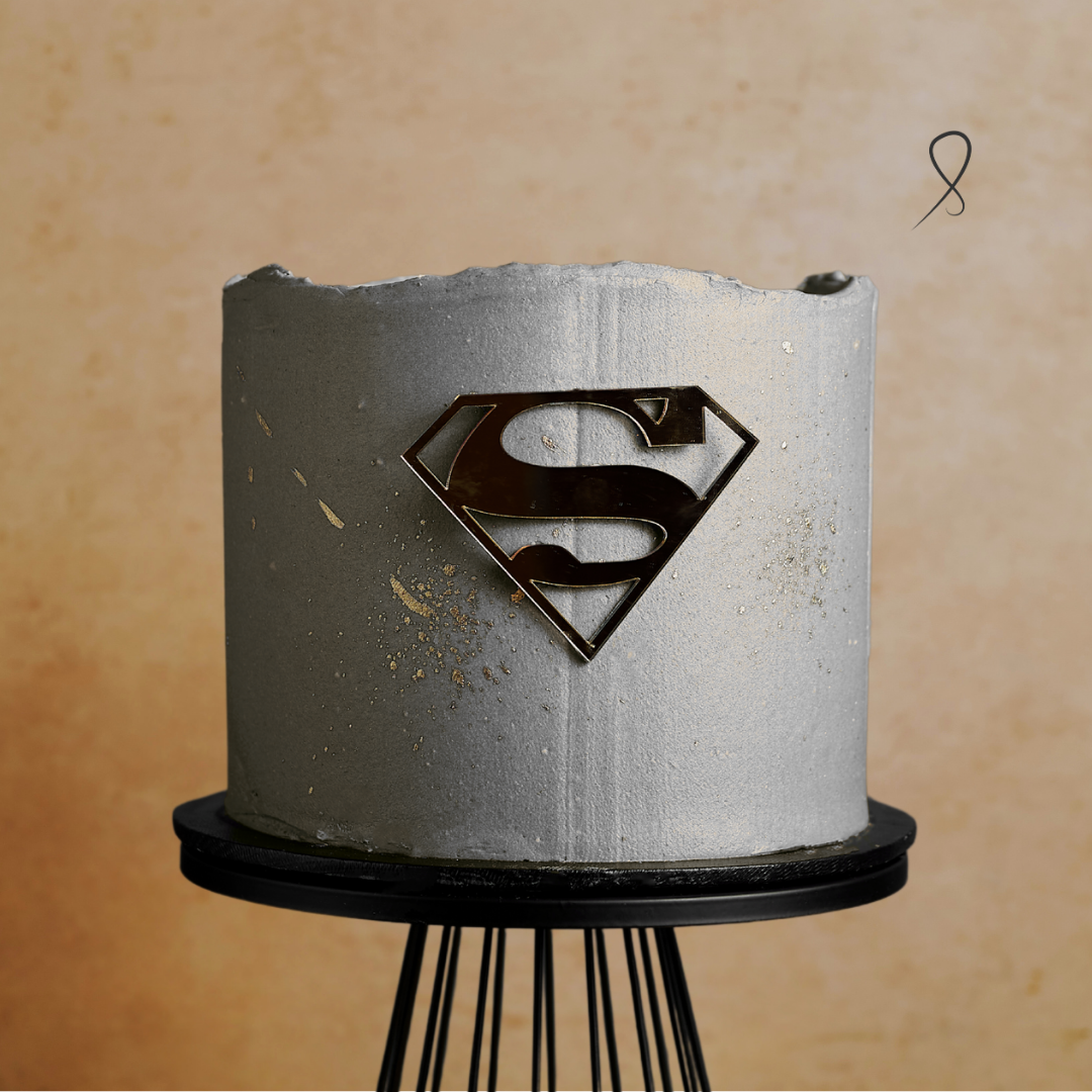 Steel Gray custom buttercream cake with gold accents for Father’s Day – The Sweet Layers Factory